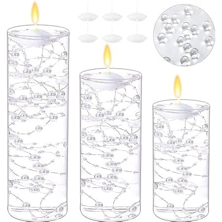Amazon.com: Shihanee 3 Pcs Glass Cylinder Vase Glass Flower Vase Centerpieces with 6 Pcs White ...