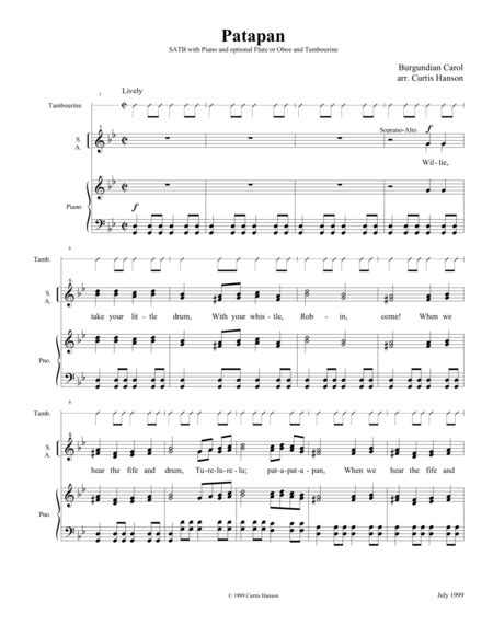 Patapan (SATB) (arr. Curtis Hanson) Sheet Music | French Carol | SATB Choir