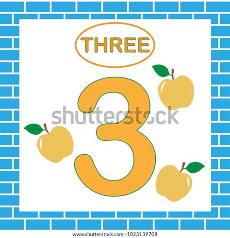 Flashcard Number 3 Three Learning Numbers Stock Vector (Royalty Free ...