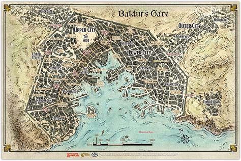 Dungeons & Dragons: Baldurs Gate: Descent Into Avernus - Baldurs Gate Map (23 x 17 pol ...