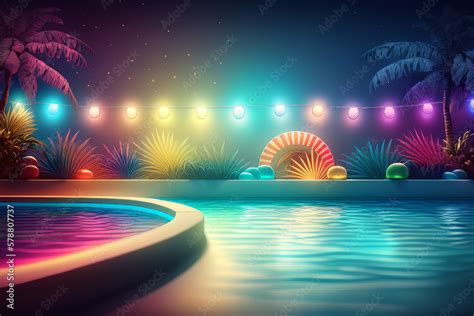 summer pool party background. Illustration AI Generative Stock Illustration | Adobe Stock