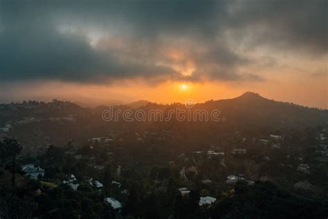 Sunset Over the Hollywood Hills at Runyon Canyon Park, in Los Angeles ...