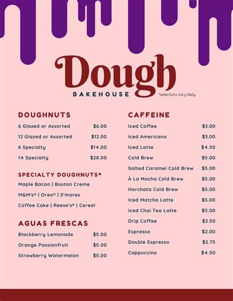 Menu – Dough