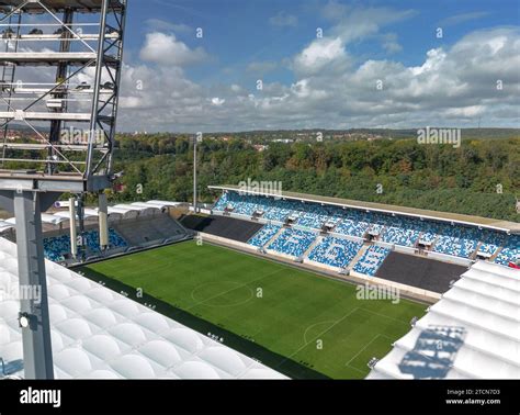 Aerial autumn panoramic view of Ludwigsparkstadion, home stadium for 1 ...