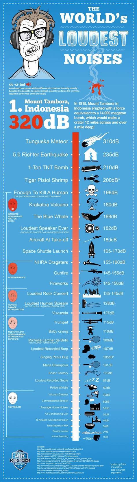 The world’s loudest noises info graphic for teaching volume and sound. Sound Science, Science ...