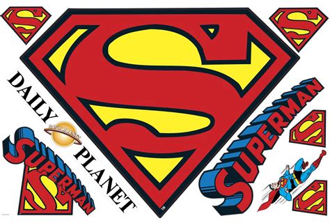 New GIANT SUPERMAN LOGO DRY ERASE WALL DECALS DC Comics Stickers Boys Room Decor | eBay