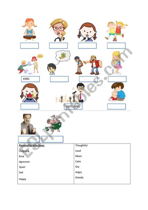 Personality Adjectives - ESL worksheet by labourdonnaye.sarah@gmail.com