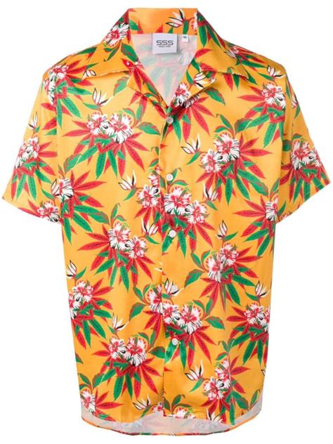 SSS World Corp Yellow Hawaiian Print Shirt | INC STYLE