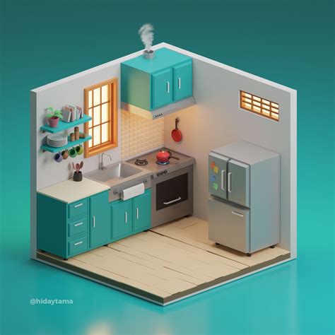 3D Isometric Kitchen set в 2022 г | Дизайн 3d, Интерьер, Дизайн персонажей