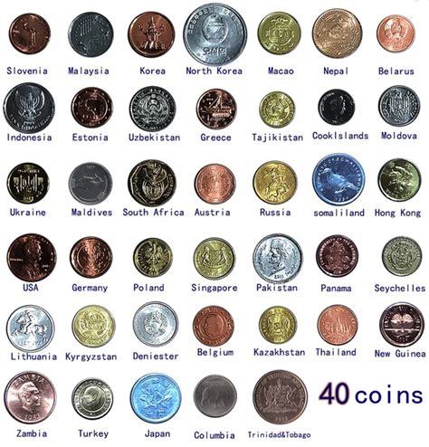 40 Coins from 40 Different Countries set , Original coin UNC Real ...