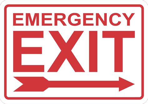 10in x 7in Right Arrow Emergency Exit Sticker Vinyl Business Sign Decal