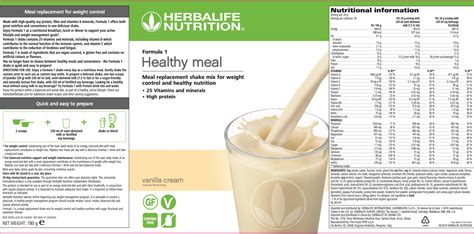 Independent Herbalife Nutrition Member | Formula 1 Nutritional Shake Mix (Vanilla Cream) 780g