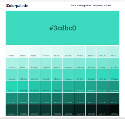 Pantone 333 C Color | Hex color Code #3CDBC0 information | Hsl | Rgb ...