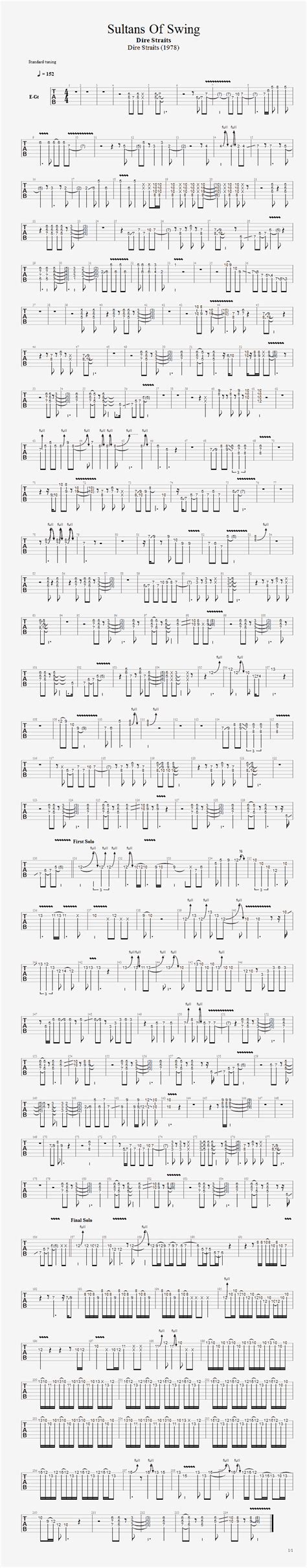 Sultans Of Swing - guitar solo tab | Learn guitar songs, Guitar chords for songs, Guitar strumming