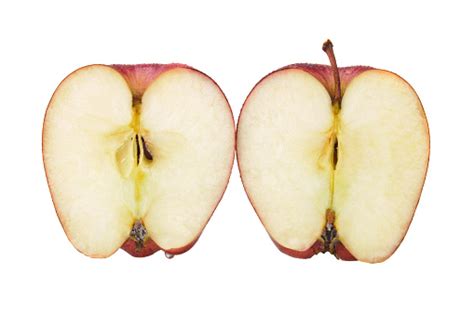 Red Apple Cut In Half Stock Photo - Download Image Now - iStock