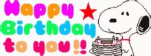 Snoopy Peanuts Happy Birthday Colorful Text GIF | GIFDB.com