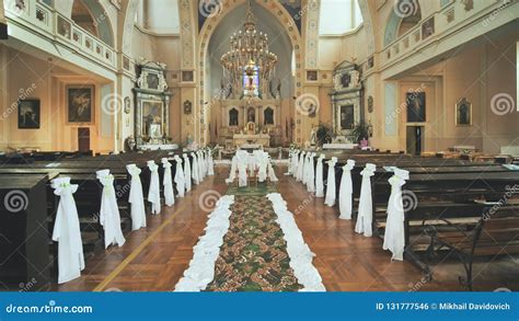 Interior of a Catholic Church before the Wedding. Editorial Photo ...