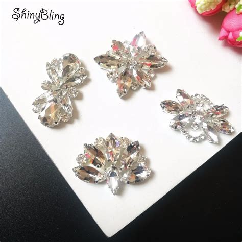 1 PCS Rhinestone Appliques For Wedding Belt Rose Silver Crystal Beads Sew On Rhinestone ...