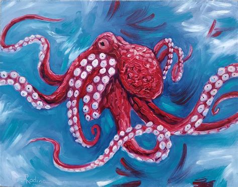 Octopus painting Original Giant Pacific octopus oil painting | Etsy