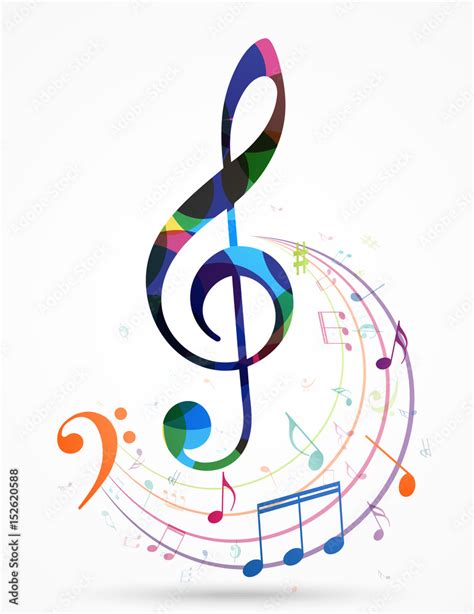 Colorful music notes background Stock Vector | Adobe Stock