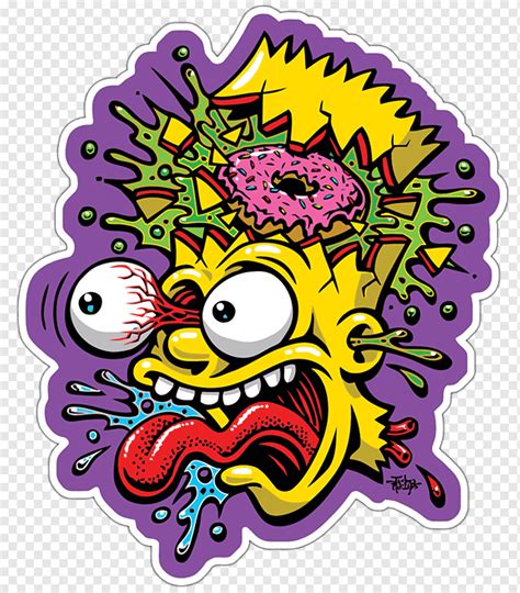 Cartoon character illustration, Bart Simpson Drawing Art museum Poster, STICKERS, purple ...