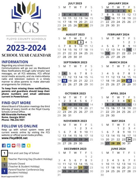 Floyd County Schools Calendar 2024 (Georgia)