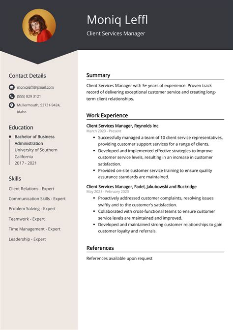 Client Services Manager Resume Example (Free Guide)