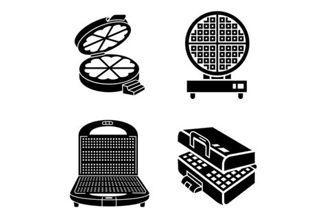 Waffle-iron icons set, simple style