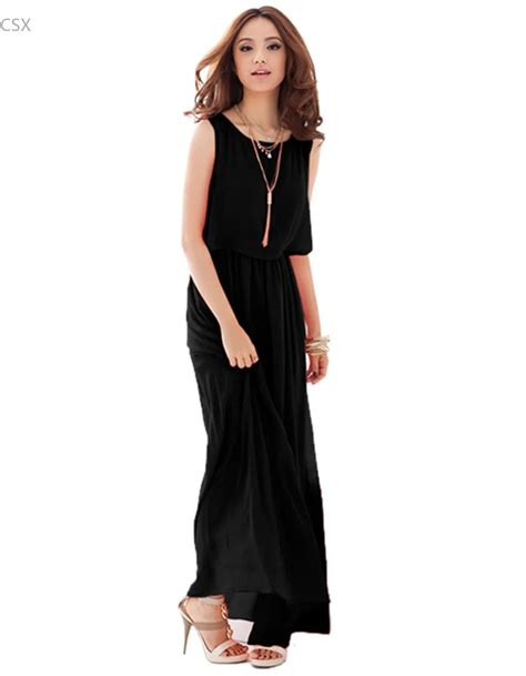 Fashion Women Ladies Bohemia Style Maxi Dress Chiffon Sleeveless Girl Dresses Pleated Long ...