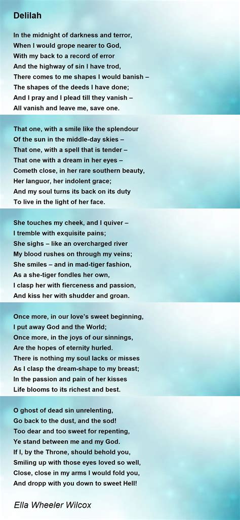 Delilah Poem by Ella Wheeler Wilcox - Poem Hunter