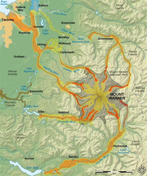 Mount Rainier Hazard Map | Hazard map, Mount rainier, Rainier