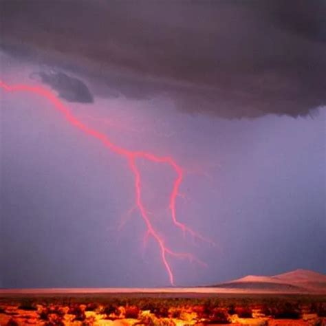 Desert dark rain with thunder lightning blood red sk... | OpenArt