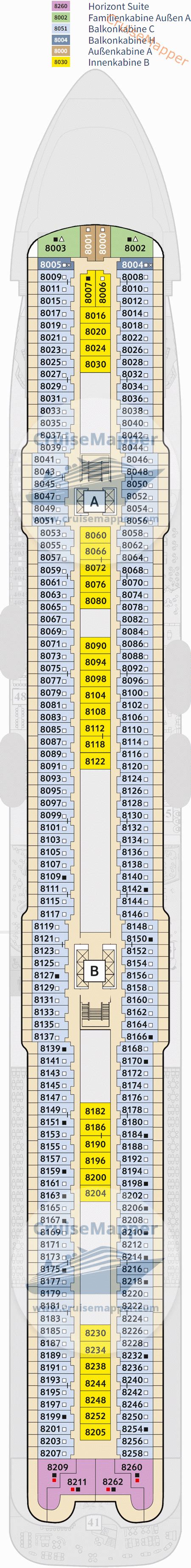 Mein Schiff 7 deck 8 plan | CruiseMapper