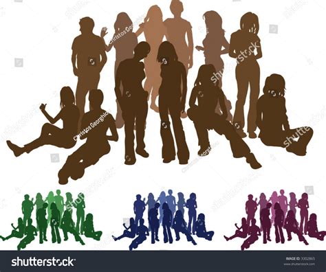 Group Friends Each Complete Silhouette On Stock Vector 3302865 - Shutterstock