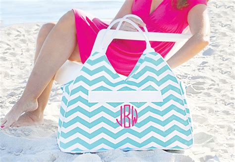 Aqua Chevron Monogrammed Beach Bag. Love this for a solo beach day ...