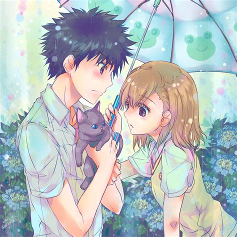 Umbrella anime couple cat cute girl boy rain love wallpaper ... | Couples | Pinterest