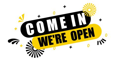 Come in we're open. Speech bubble come in we're open. Banner for ...