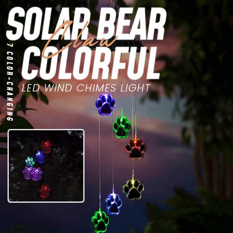 Solar cat paw Colorful LED Wind Chimes Light