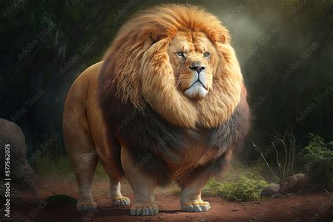 Very fat lion, concept of Luxurious and Overweight, created with ...