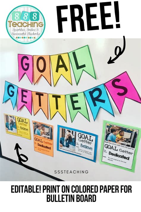 Goal Getters - goal setting display idea - Classroom Freebies