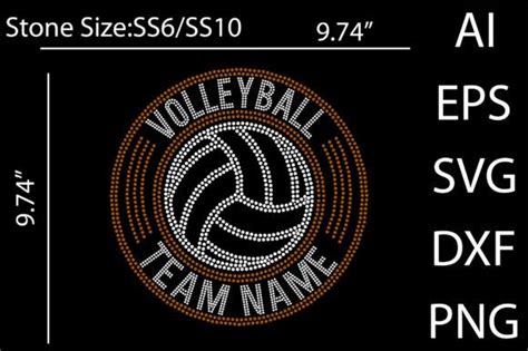 Volleyball Team Name Rhinestone Graphic by betruthful · Creative Fabrica