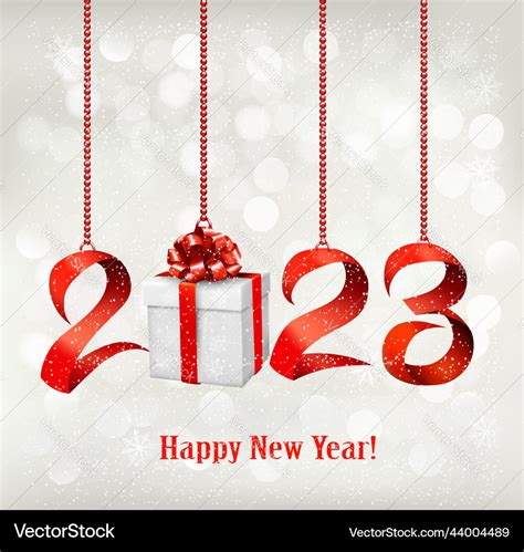 2023 new year background with gift box and red Vector Image