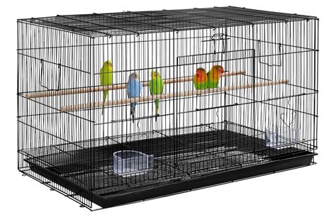 SMILE MART 30" Bird Cage with Slide-Out Tray and Wood Perches, Black ...