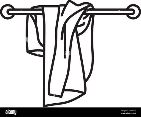 Used towel on towel rail vector line icon. Dirty laundry outline symbol Stock Vector Image & Art ...