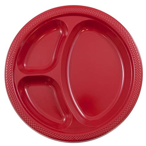 JAM 3 Compartment Divided Plastic Plates, 20/Pack, Red, Large, 10.25" - Walmart.com - Walmart.com