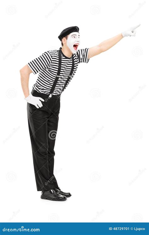 Mime Artist Pointing Up With His Hand Stock Image - Image of isolated ...