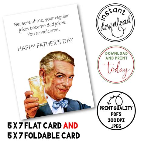 PRINTABLE Father's Day Card Dad Jokes Father's Day Card Funny Fathers ...