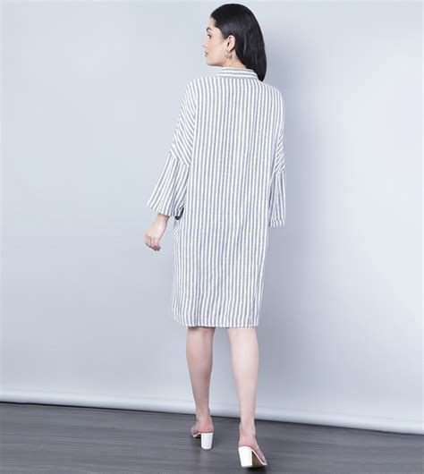 Buy HIS & HERS Striped Shirt Dress In Grey | 6thStreet Saudi Arabia