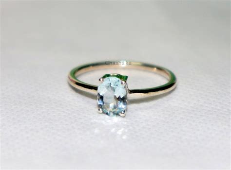 Natural Aquamarine Stone Ring 925 Silver Aquamarine Prong - Etsy