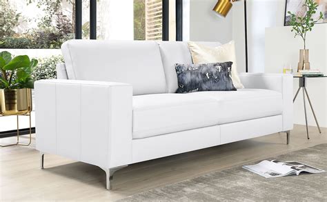 Baltimore White Leather 3 Seater Sofa | Furniture Choice